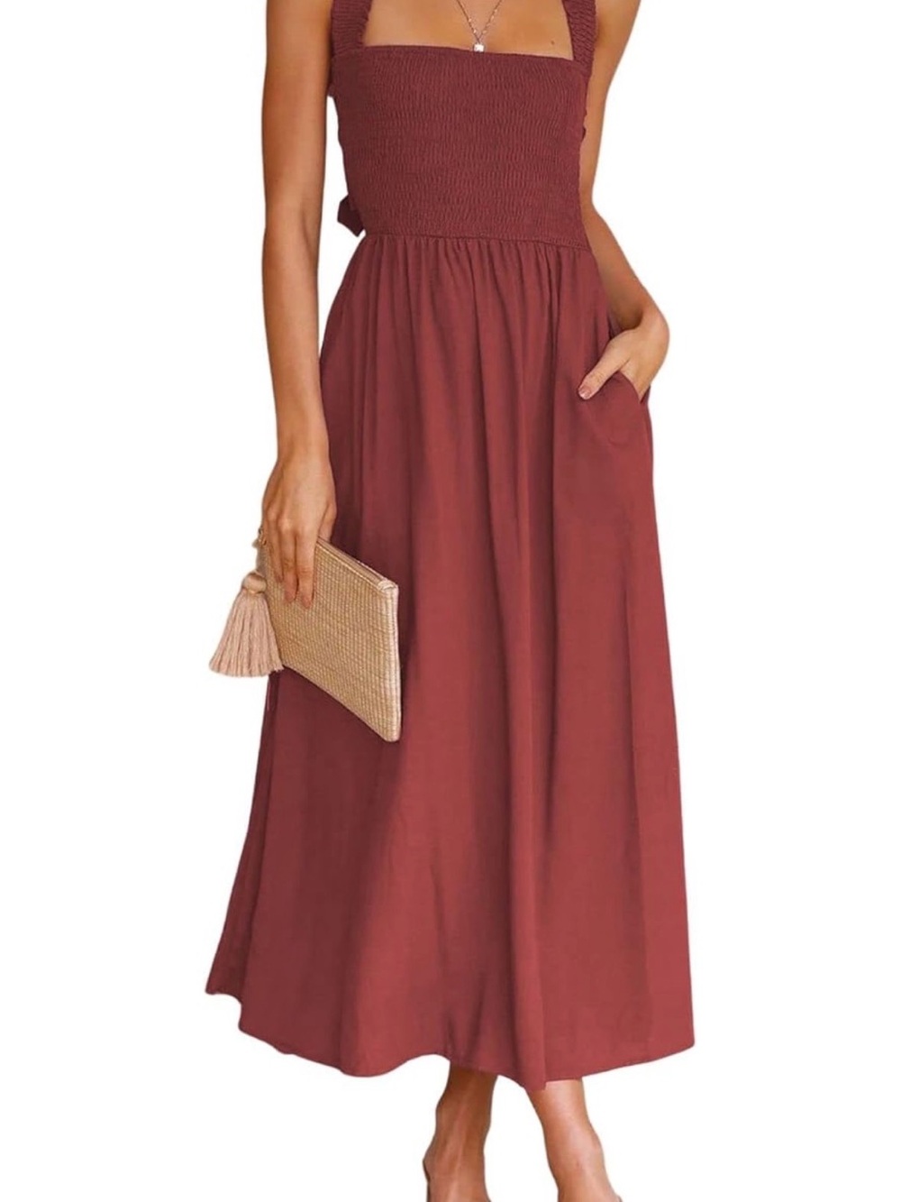 CHARTOU Sleeveless Ruched Mermaid Maxi Dress NWT Rust S — NWT